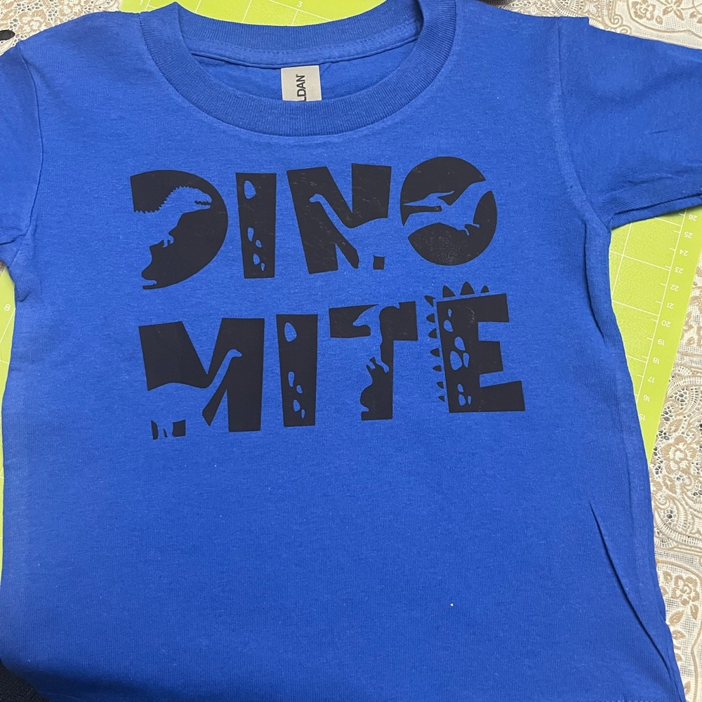 Gildan Blue Short Sleeve Tee with Black Graphics
